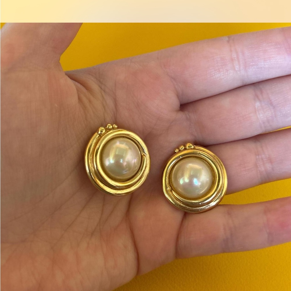 Dior Gold and Cream Faux Pearl Earrings